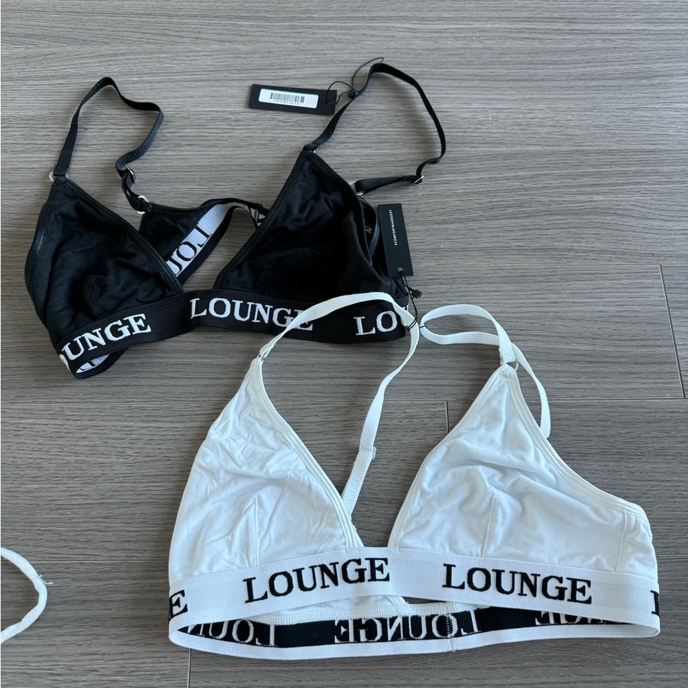 Lounge Bamboo Triangle Bras Set Black & White - Picture 6 of 6